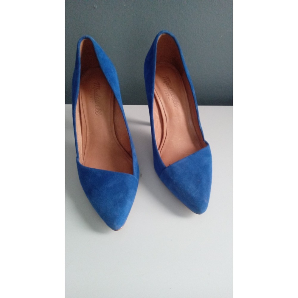 Madewell Suede Pointed-Toe‎ Heels Cobalt Blue Pumps Classic Shoes - Picture 2 of 8